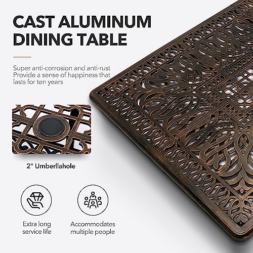𝐀𝐢𝐥𝐢𝐬𝐦𝐚𝐢𝐥 87” Patio Outdoor Dining Table For 8, Cast Aluminum Rectangle Patio Dining Table Weather Resistant With 2" Umbrella Hole For Patio Deck Garden… #TOP3