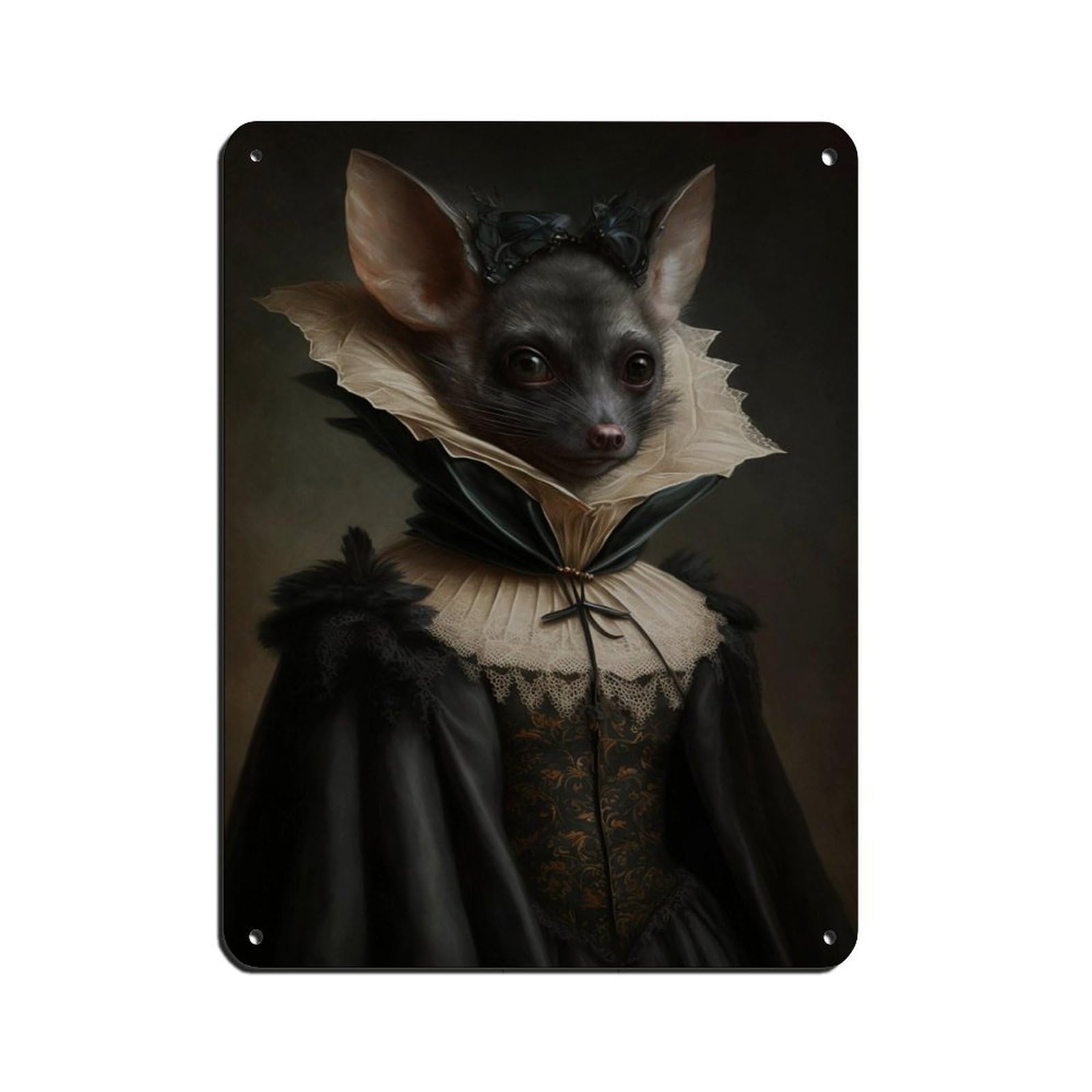 Lxwnze 30L X 40W Cm Gothic Bat In Dress, Vintage Poster Retro Poster Metal Tin Sign Chic Art Retro Iron Painting Bar People Cave Cafe Family Garage Poster Wall Decoration 12X16inch(30X40cm)