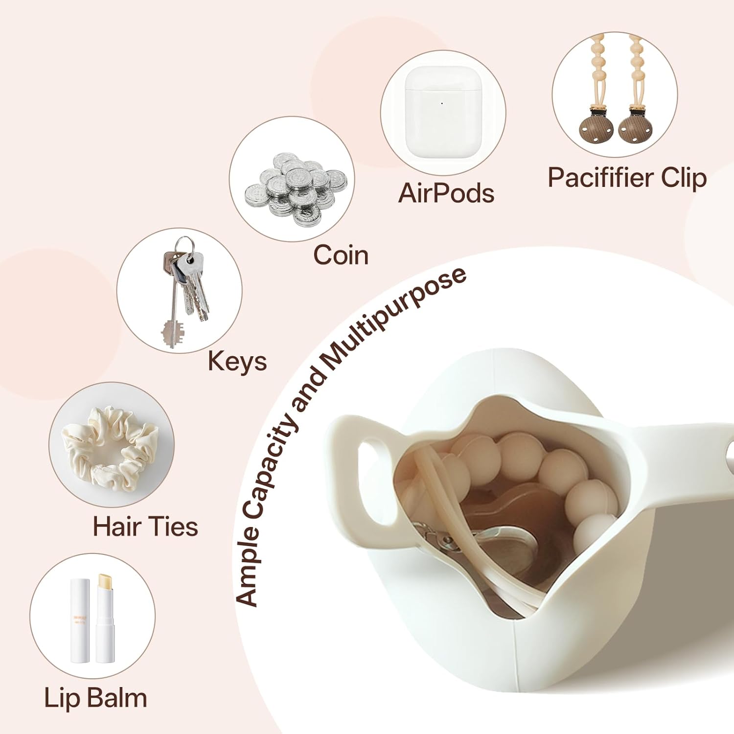 Silicone Pacifier Holder Case, Baby Silicone Pacifier Case Holders for Diaper Bag, Pacifier Pouch Container for Girl Boy, Easy Clean, 2 Pack Stars, Khaki + Pink - Image 4