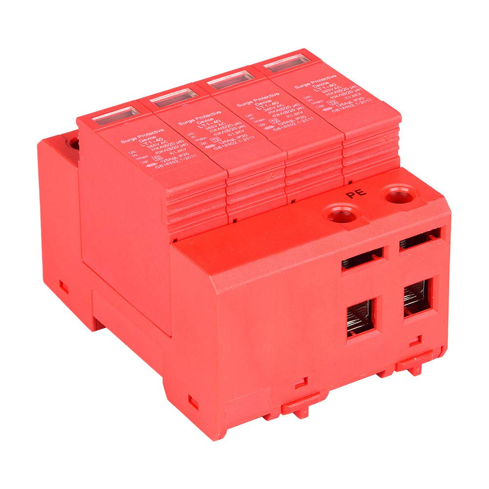Überspannungsschutzgerät, Hausableitergerät, 4P 40kA (8/20µs), 385V, Typ 2Hausableiter, Niederspannungs-Ableitergerät für Hutschiene, Überspannungsschutz für Haus & Elektroverteilung