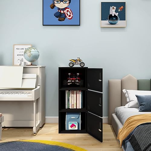 Miniatura 5 de DAYTOYS Armario de almacenamiento vertical de metal de 3 puertas para dormitorio de niños, habitación de los niños, escuela, oficina, hogar,