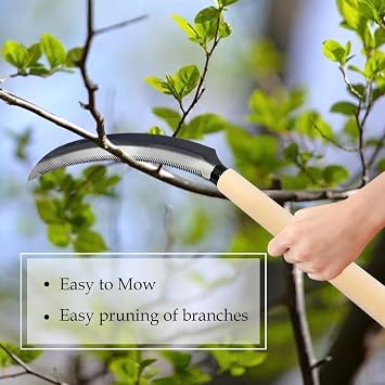 Mini Stainless Steel Serrated Blade, Hand-held Wooden Handle Sickle Tool, Compact and Lightweight -13.78 inches(2Pack)