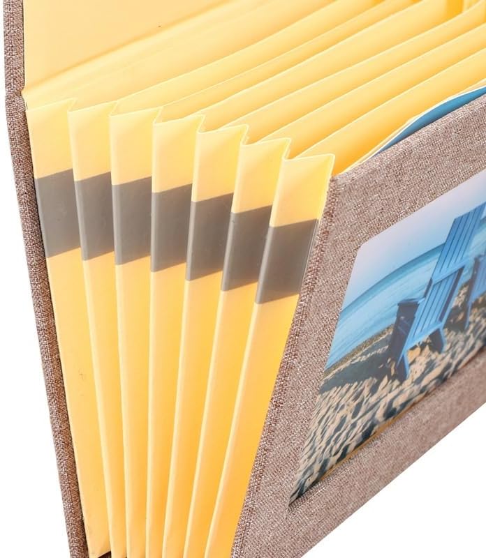 Travel Growth Commemorative Book ﻿ Cloth Cover Photo Frame Photo Storage Album Indoor Creative Folding Photo Frame Ornaments Applicable to photos, receipts, star cards, etc(Blue)