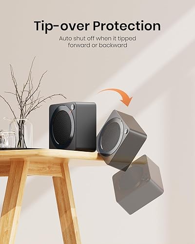 Miniatura 4 de Gaiatop Mini calentador de espacio, ligero PTC de cerámica de calentamiento rápido, 500 W, eficiencia energética para uso en interiores, Negro