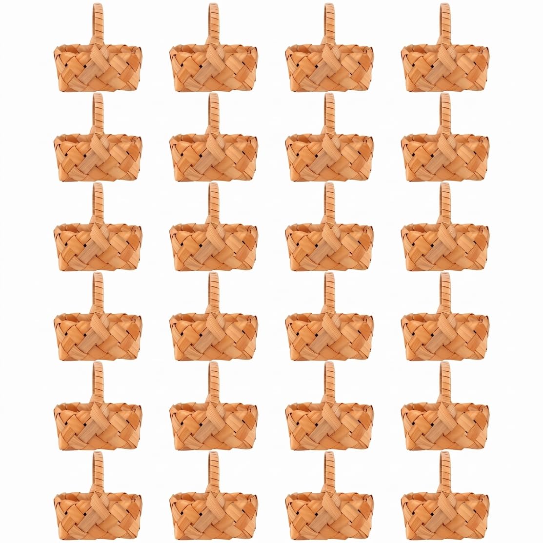 Mini cestini da picnic intrecciati da 24 pezzi, piccolo cestino da picnic per bomboniere di Pasqua, matrimoni, piccoli cestini per regali, decorazioni artigianali, 5x5, 5 pollici