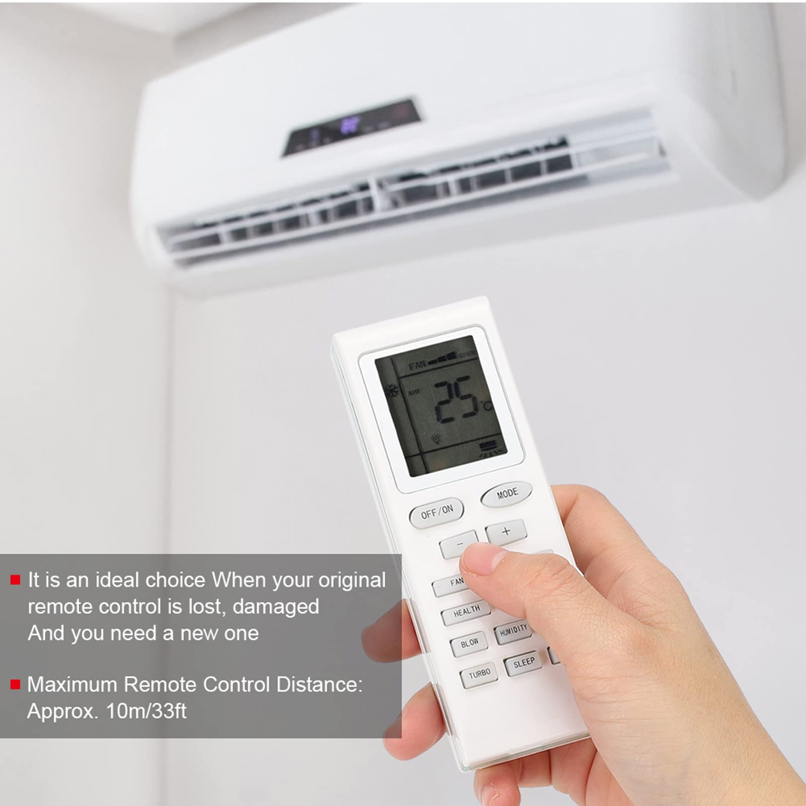Remplacement Télécommande Perdue Télécommande Universelle Pour Climatiseur Sanyo RCS4MVPS4EX - En ABS, Portée 10 M, Sans Batterie