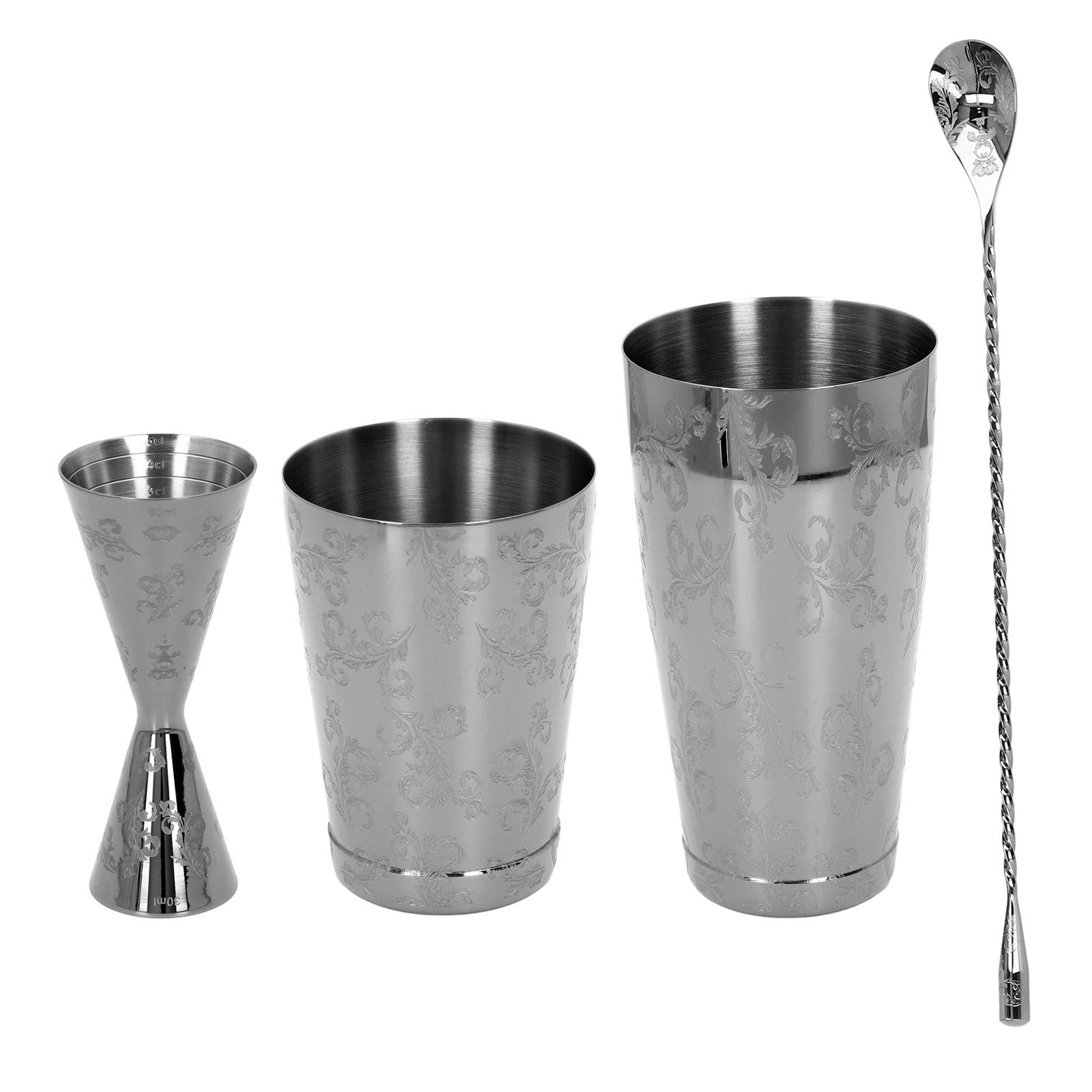 aqxreight Boston Cocktail Shaker Set 304 Herramienta de Barra de Estampado de Acero Inoxidable con Acero Inoxidable con Colador para Mezclar Martinis y Cócteles (B)