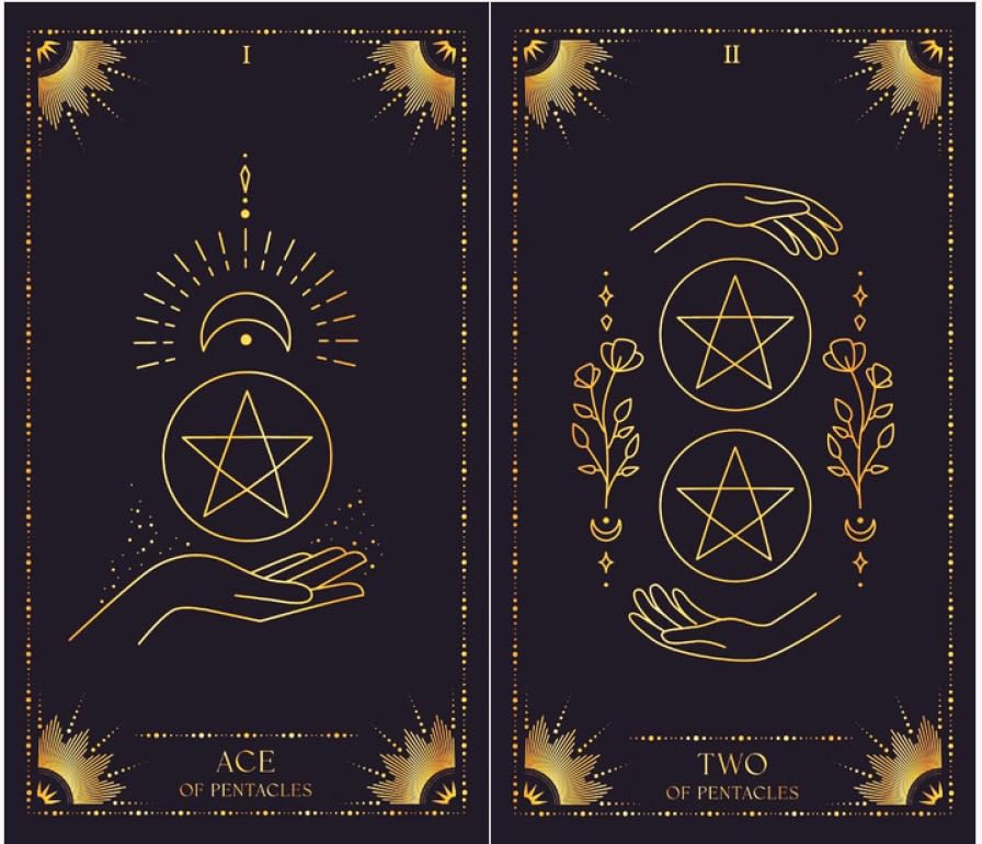 Starry Night Tarot Cards Deck 78 cartes de tarot magiques, jeu de tarot noir et doré