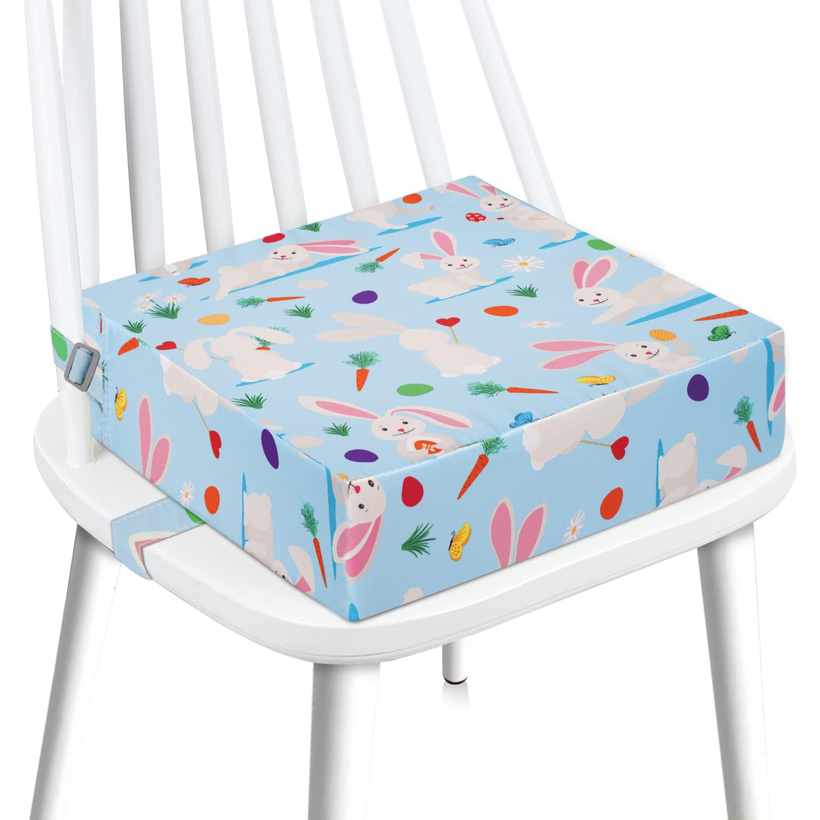 Toddler Booster Seat for Dining Table, Stronger Support Double Safe Straps Booster Seat Dining Toddler, Portable Travel Increasing Cushion (Blue