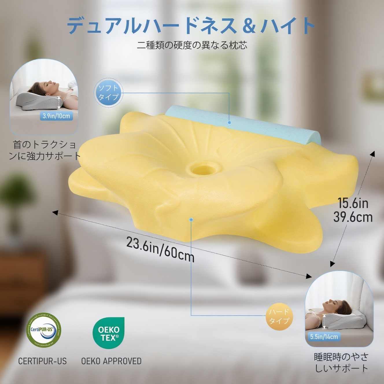 Amazon｜安眠枕 首痛み緩和 快眠枕 横向き・仰向きサポート 肩 首
