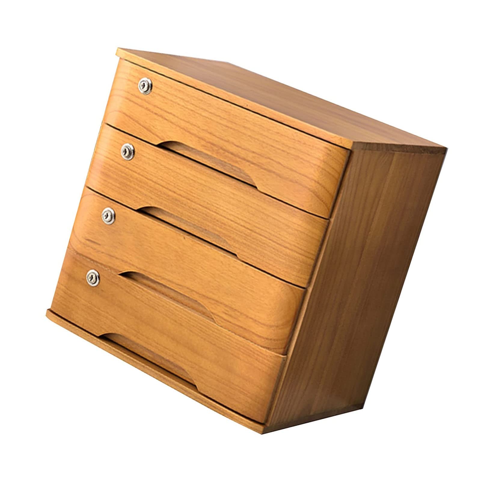 SaryEdge Wooden Desktop Storage Box with Lockable File Cabinet for Office & Home 3Tier Data Storage Solution Stylish & Functional Desk,4 layer