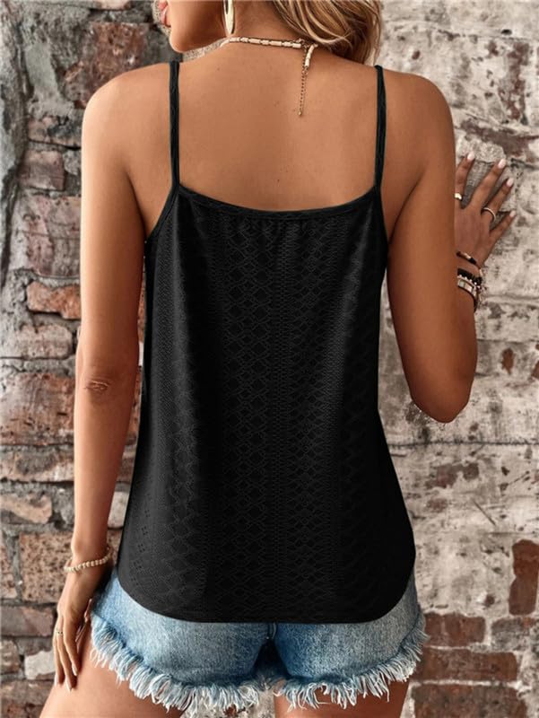 Haibang Damski podkoszulek szykowny i elegancki letni top z koronką bez rękawów ramiączka spaghetti seksowny top luźna koszula przelotka haft camisole moda na co dzień topy tank