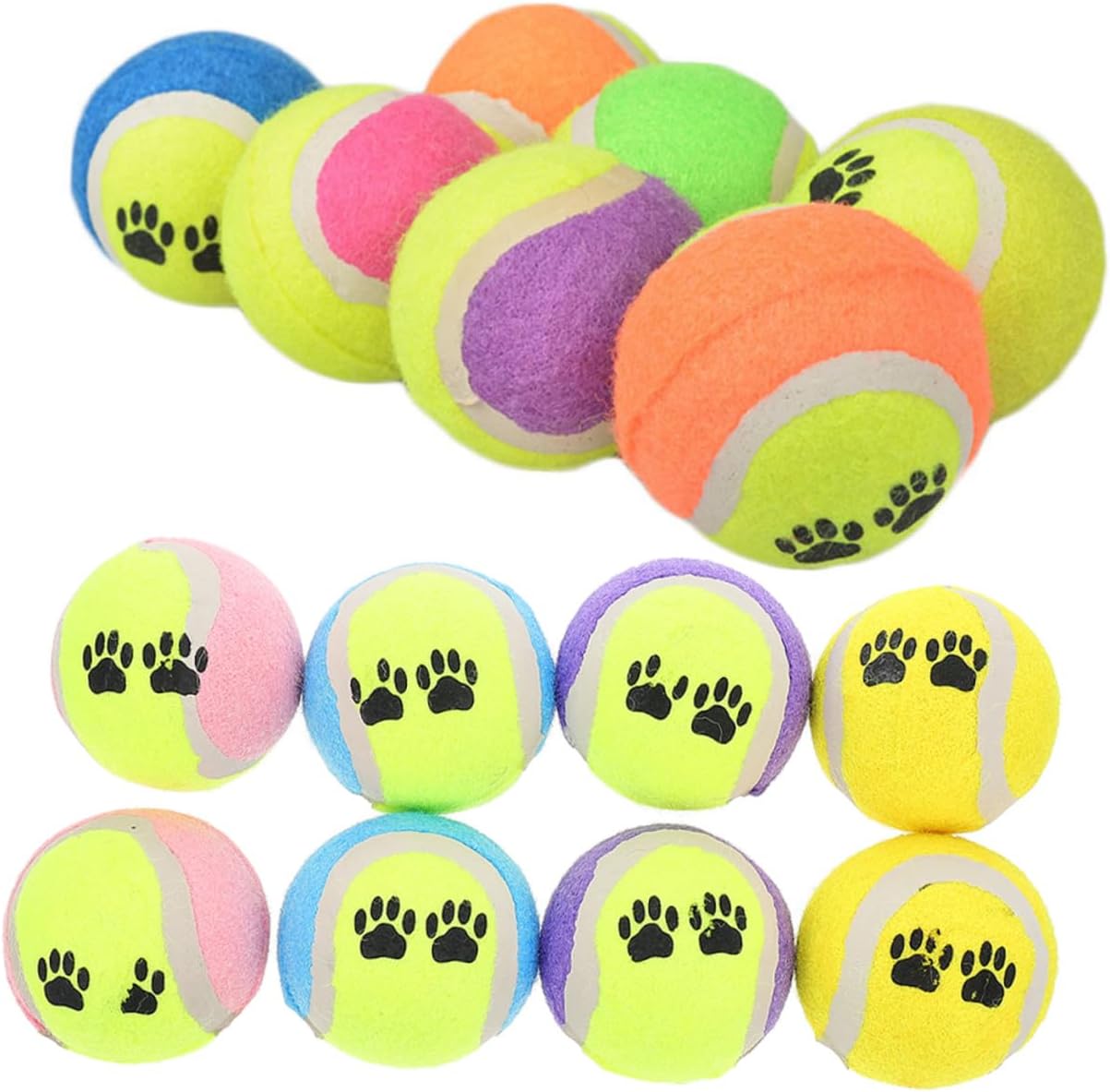 16pcs Dog Tennis Balls Pet Training Balls Sturdy Plush Throwing for Puppy Exercise and Interactive Play 7cm Diameter Random Colors for Dogs