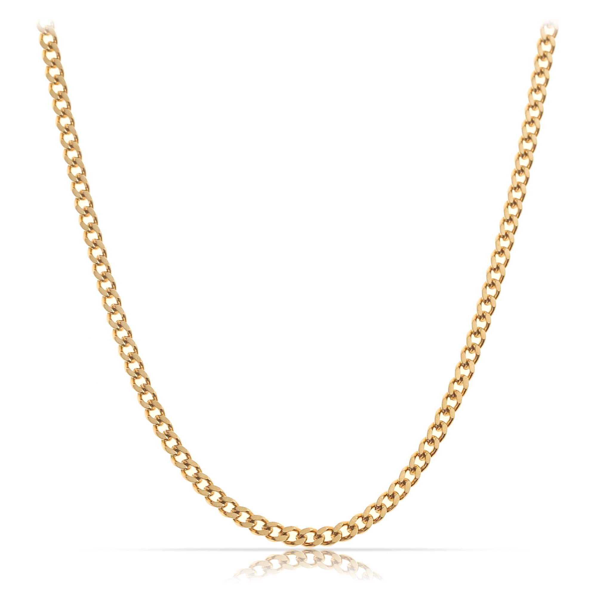 Made by Nami Made by Nami Collar de Acero Inoxidable para Hombres Collar Maciza de 60cm. Cadena Reforzada Hecha a Mano. Regalo para Él. Joyería para Hombres (Oro 2mm)