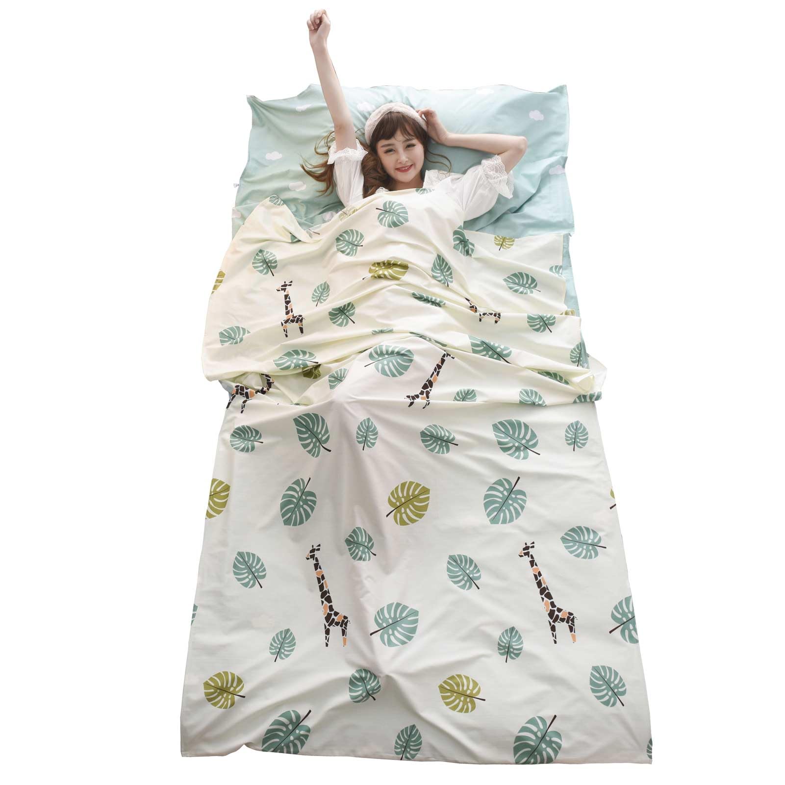 Azarxis Sleeping Bag Liner Camping Sheets Travel Sleep Sack for Camping, Traveling, Hotels, Hostels & Backpacking - Lightweight Portable Adult Single Double Travel Sheet (White, 31.5โ X 90.5")