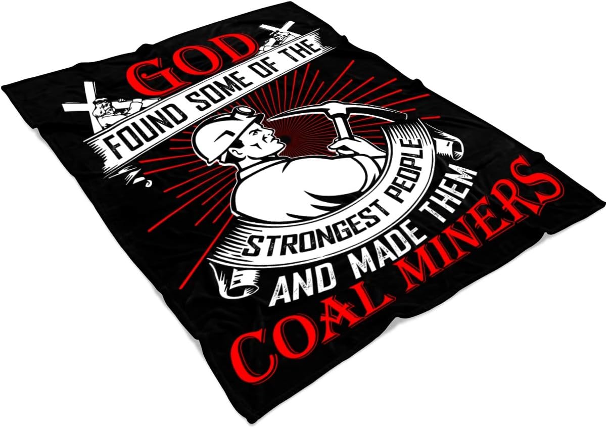 The Strongest People Soft Fleece Throw Blanket, Coal Miners Fleece Luxury Blanket (Medium Fleece Blanket (60"x50") - Black)