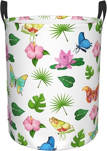 AFHYZY Floral Laundry Hamper Large Collapsible Laundry Baskets with Handles Easy Carry Round Storage Basket Dirty Clothes Hamper Blanket Basket for disponible en Yaxa Colombia