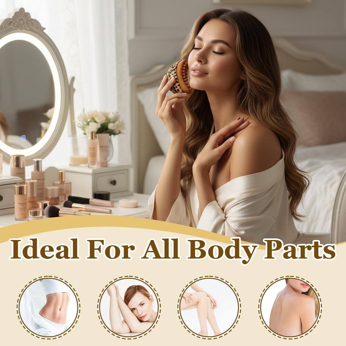 Cepillo de Drenaje Linfático Facial – 2 Piezas en Diseño Dorado y Leopardo, para Piel Radiante y Desintoxicada — view 4