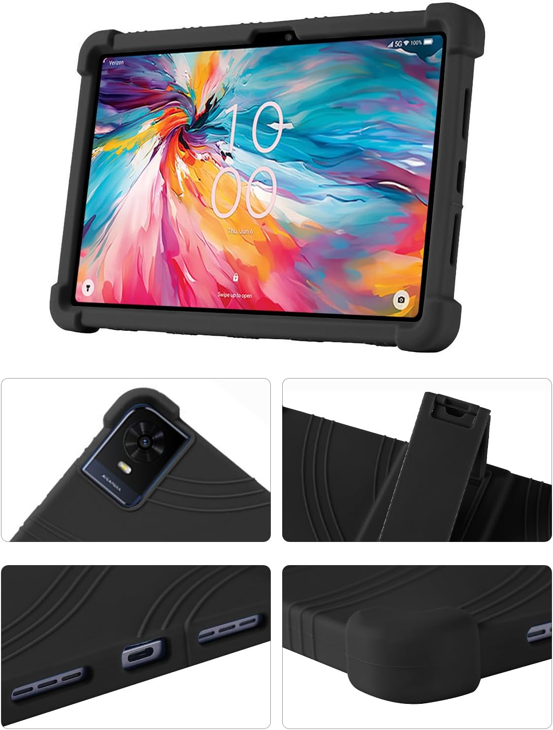 PC Stand Soft Silicone Kids Case for TCL TAB 10 NXTPAPER 5G (9199S) Tab 10 Gen 2 (8196G/8496G), 10.4 Inch (Black) image 5