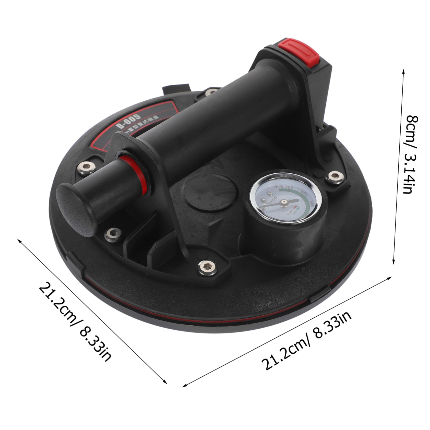 TIDTALEO 1Pc Vacuum Suction Cup Glass Lifter Tool with Pressure Gauge for Heavy Duty Lifting of Tiles Ceramics Glass and Smooth Surfaces and Stable Design for Safe Handling