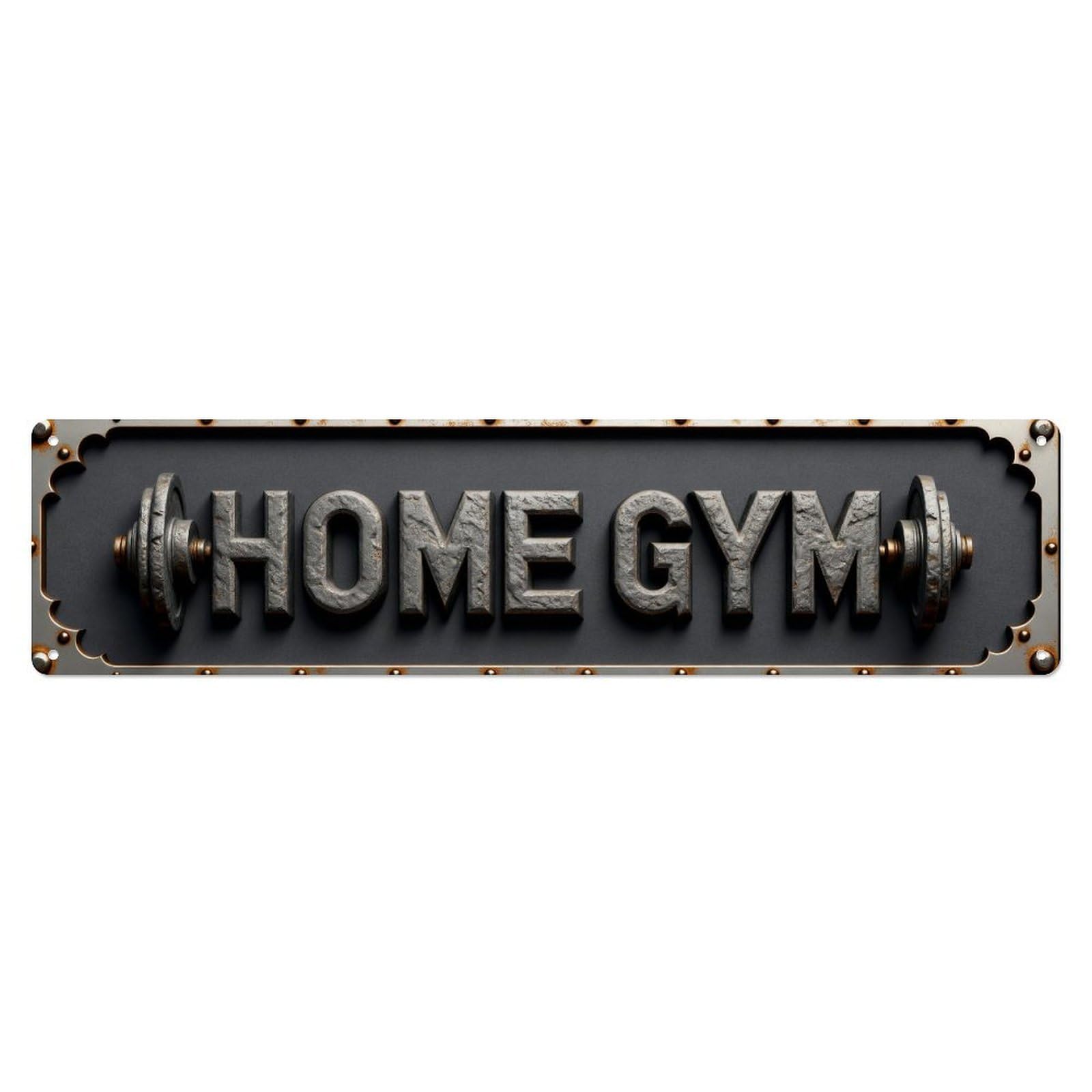 Home Gym Barbell Design Pattern Metal Tin Sign Plaque