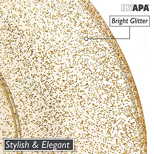 Ilyapa 12Oz Plastic Bowls Set Of 100 - Gold Glitter 12 Oz Heavy Duty Dessert Disposable Bowl Pack For Wedding Or Party #TOP3