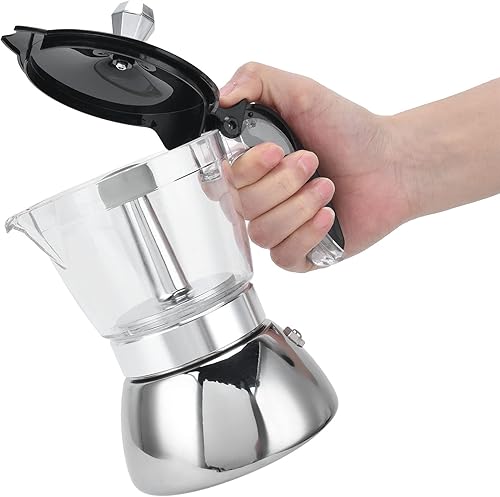 Miniatura 7 de Qiilu Cafetera de acero inoxidable para 4 tazas, para cocina, moka
