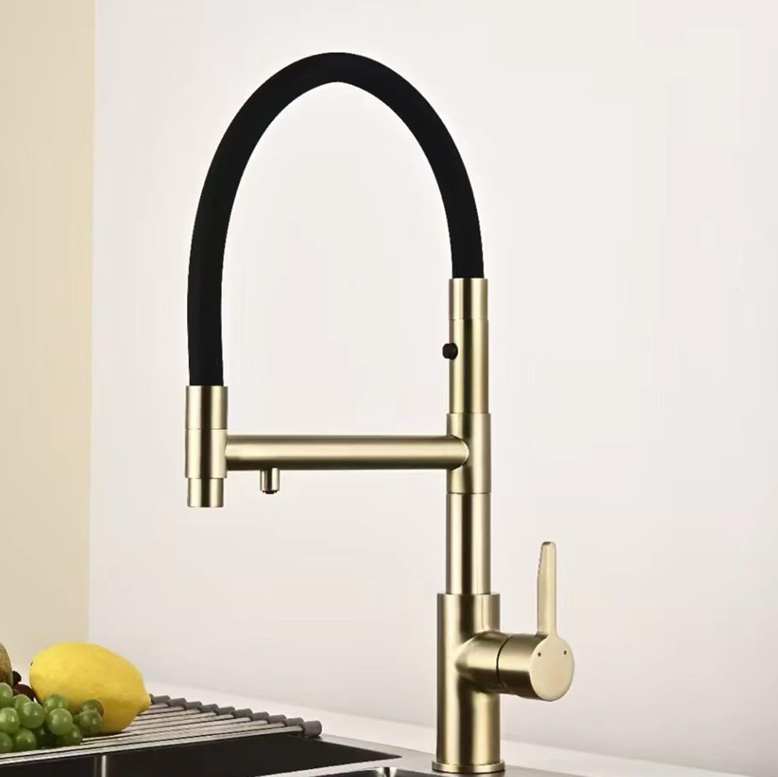 ZYCHSJXA 3 Way Kitchen Tap Pull Out Grey Swivel Sink Mixer Taps Spray Head Flexible Double Outlet Faucet