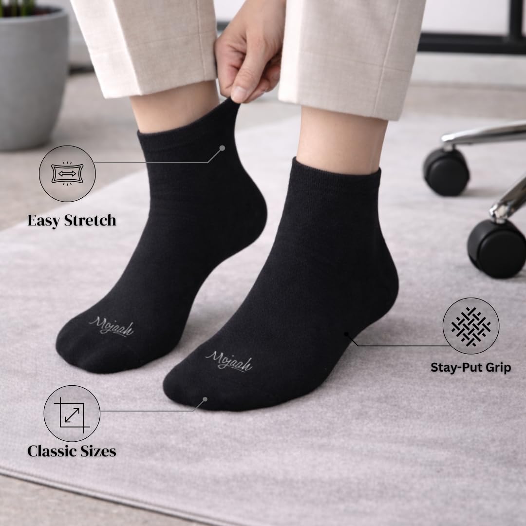 Mojaah Fine Ankle Length Socks for Men Combo (10 Pairs) Black & White | Cotton Jurab for Man | Gym Socks for Men Workout | Odour-Free Anti-Sweat | Formal & Sports Use | Soft Breathable Fabric 1