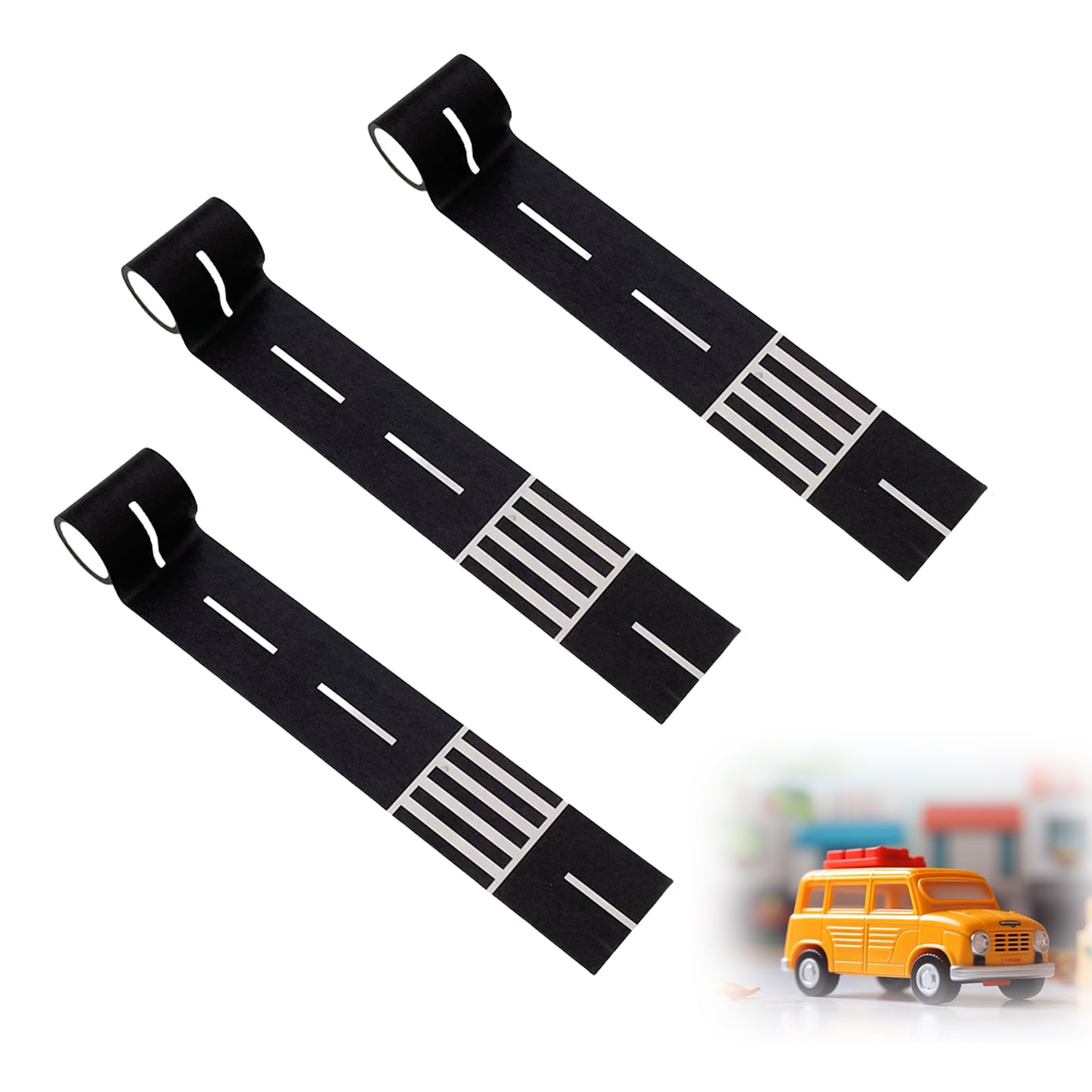 3 Pcs Road Tape for Toy Cars,DIY Traffic Highway,Black Railway Adhesive Removable Masking Stickers for Child Vehicles,Playroom,Kids Party,for Interactive Traffic-Themed Classroom,Festive Decoration