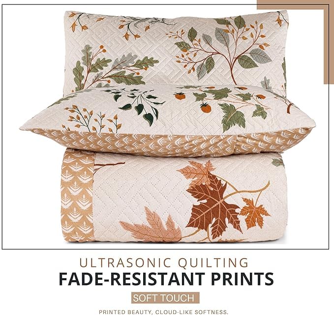 Image of BSB HOME Solid 100% Cotton King Size Bedspread Set (90x100 Inches / 228x254 cm) | 280 TC Ultrasonic Quilted Coverlet | Soft, Lightweight, Stitch-Free Design | Includes 2 Pillow Covers (Harvest Cream)