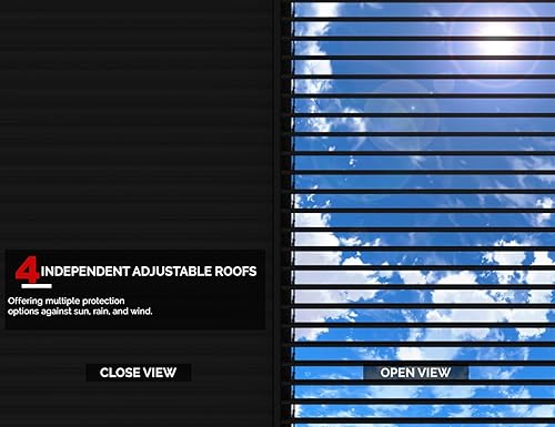 Miniatura 84 de PURPLE LEAF Pérgola 94AS con listones de aluminio para exteriores de 12 x 20 pies con techo ajustable para terraza, patio trasero, jardín, kiosco