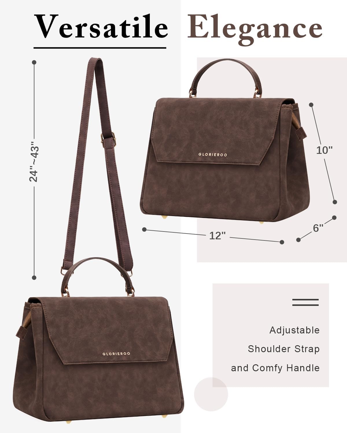 GLORIEROO Lunch Box Tote Women - Fashion Stylish Vegan Leather Insulated Lunch Bag with Removable Strap for Work - Teacher Mothers Day Christmas Gifts for Women