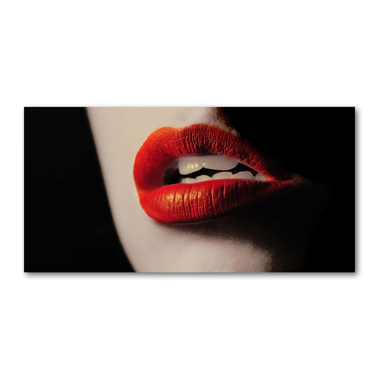 Tulup Impression sur verre100x50 cm Image Tableau Photo décorative panoramique pour la Cuisine et Le Salon - Sensualité - Lèvres Rouges - Rouge