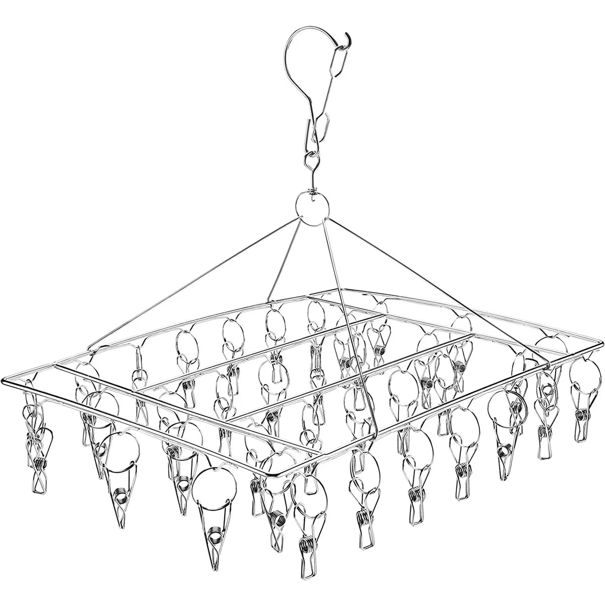 Suberiyi As Picture Shows Sock Drying Rack With 36 Pegs Stainless Steel Windproof Underwear Socks Clip Swivel Hook Hanger