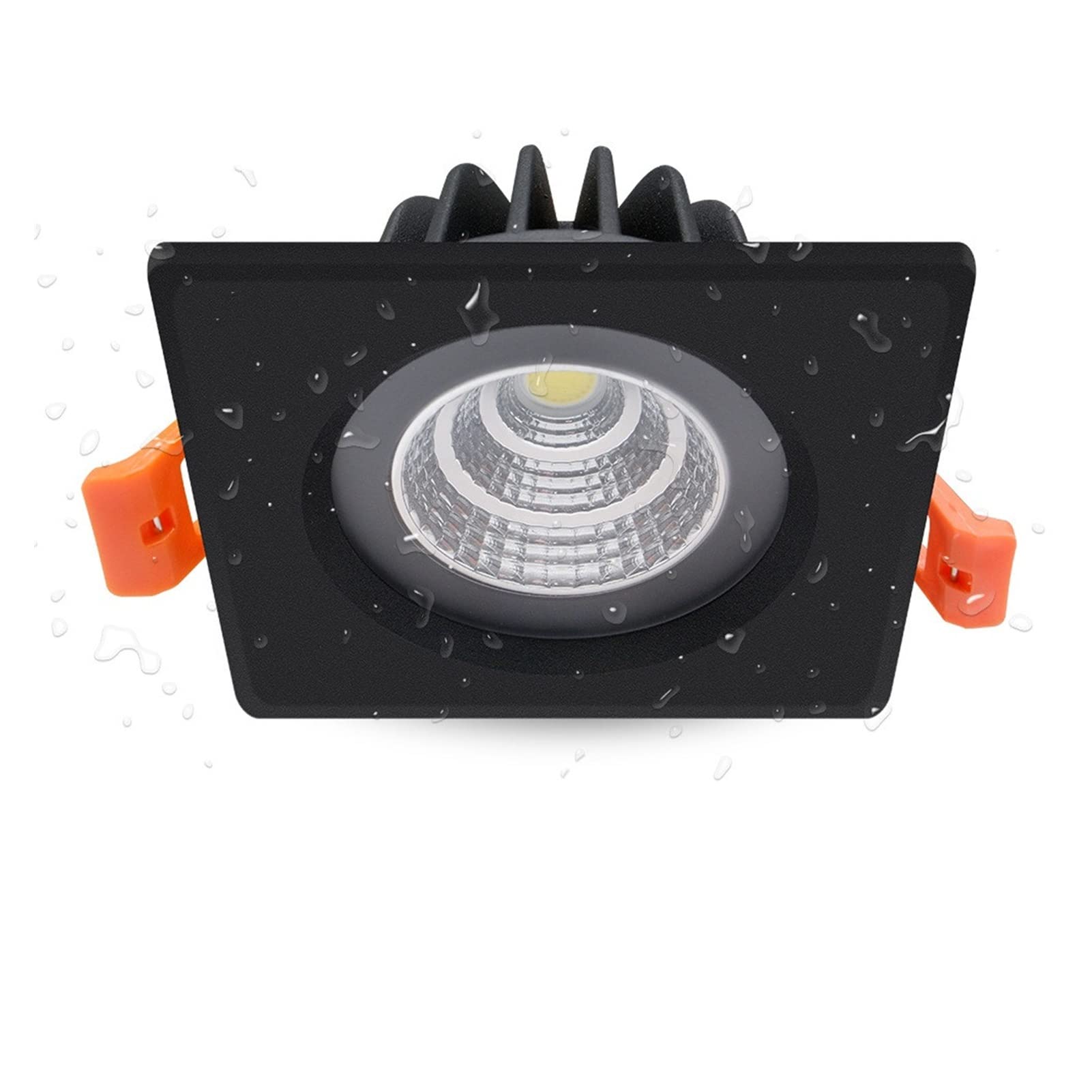 BLEXX LED Recessed Ceiling Light,IP65 Waterproof LED Spot Light 5W 7W 12W 15W Black/White Square Recessed Downlight Bathroom Ceiling Lamp (Body Color : Black1, Emitting Color : Warm White)