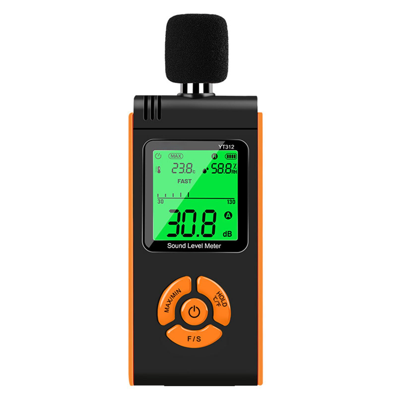 Hzbb Black Handheld Decibel Meter 30 To 130 Decibel With Backlit Lcd Display, Portable Sound Measuring Tool For Home Sound Checks, School, Factory Areas Slow Response Min Hold Backlit Screen Handheld