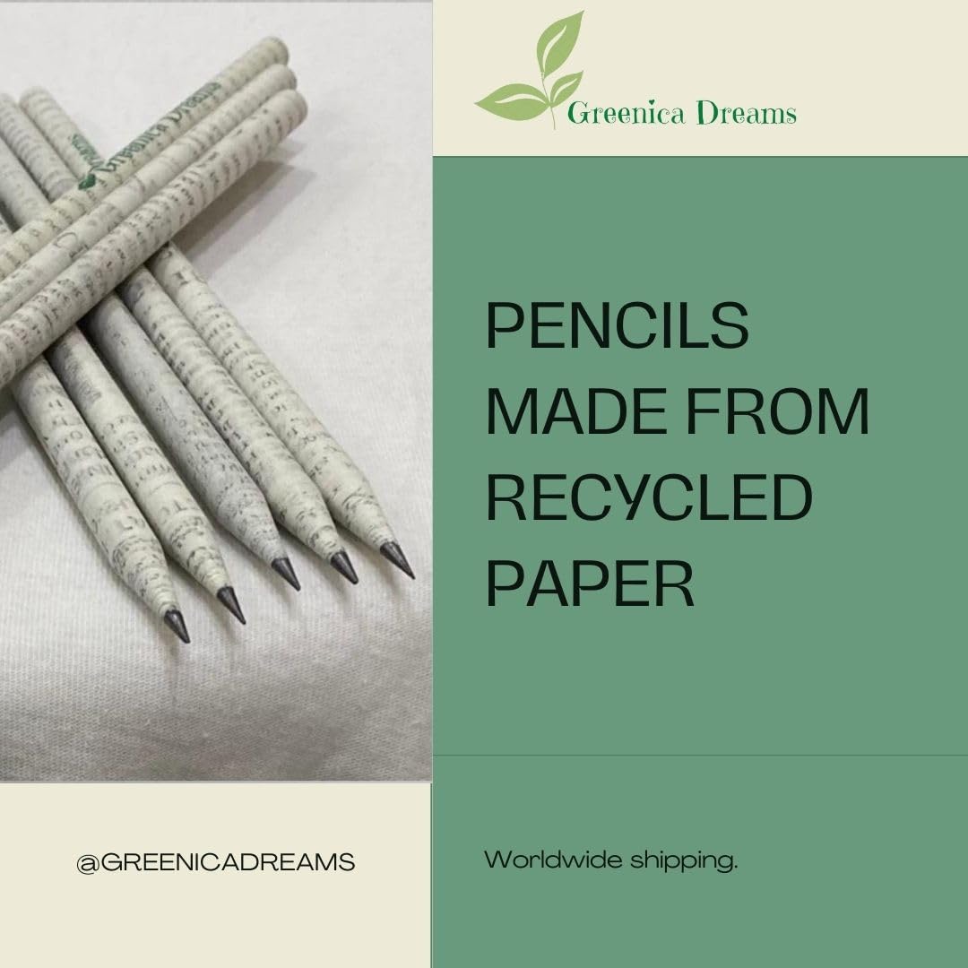 Lápices de papel reciclado, ecológicos, para dibujar, escribir, regalar y plantar (paquete de lápices de papel reciclado para periódicos, 200 unidades)
