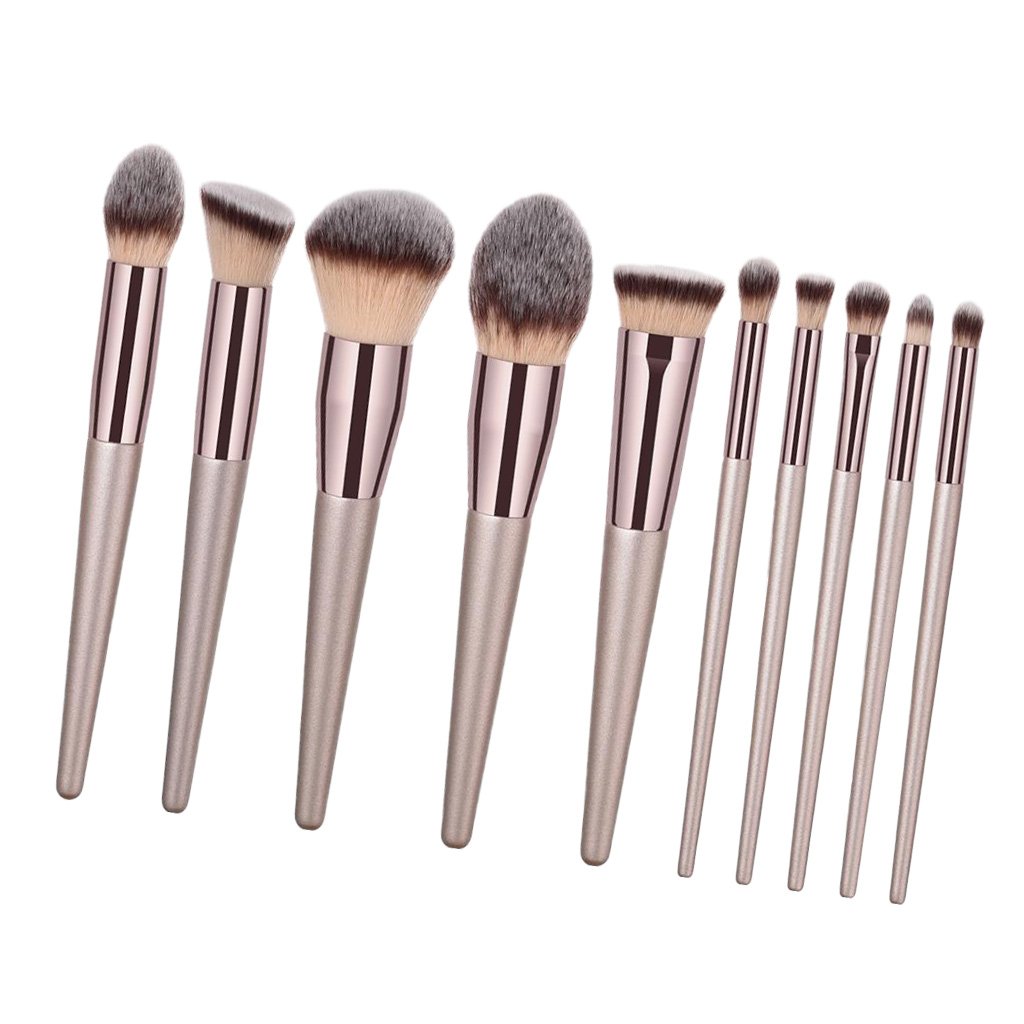 Set di 5 pennelli professionali per trucco, ombretto, fondotinta, cosmetici, 10 pezzi
