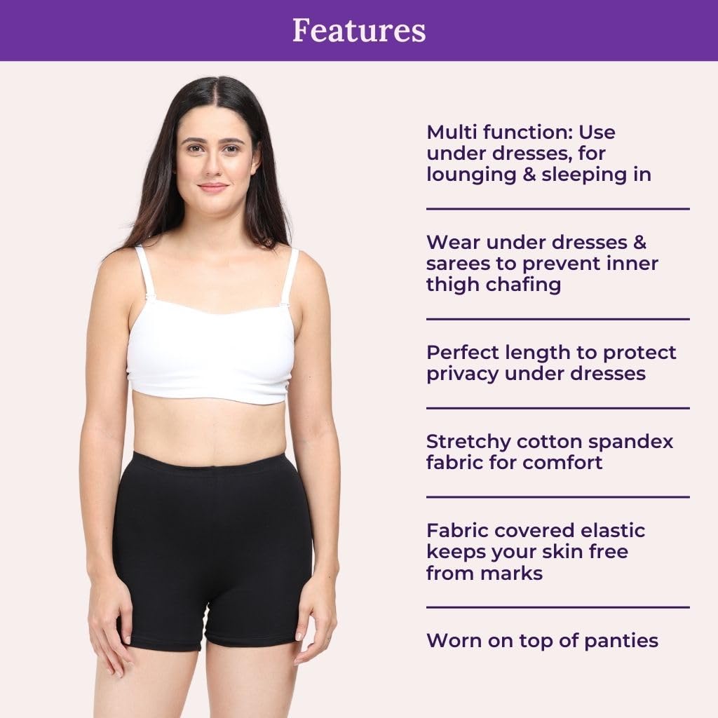 ADIRA | Women Cycling Shorts | Women Tights Shorts | Soft & Comfy, Knitted Stretchy Fabric | Prevents Inner Thigh Chafing | Perfect Length to Wear Under Dress | Pack of 1 | Black | 5XL 2