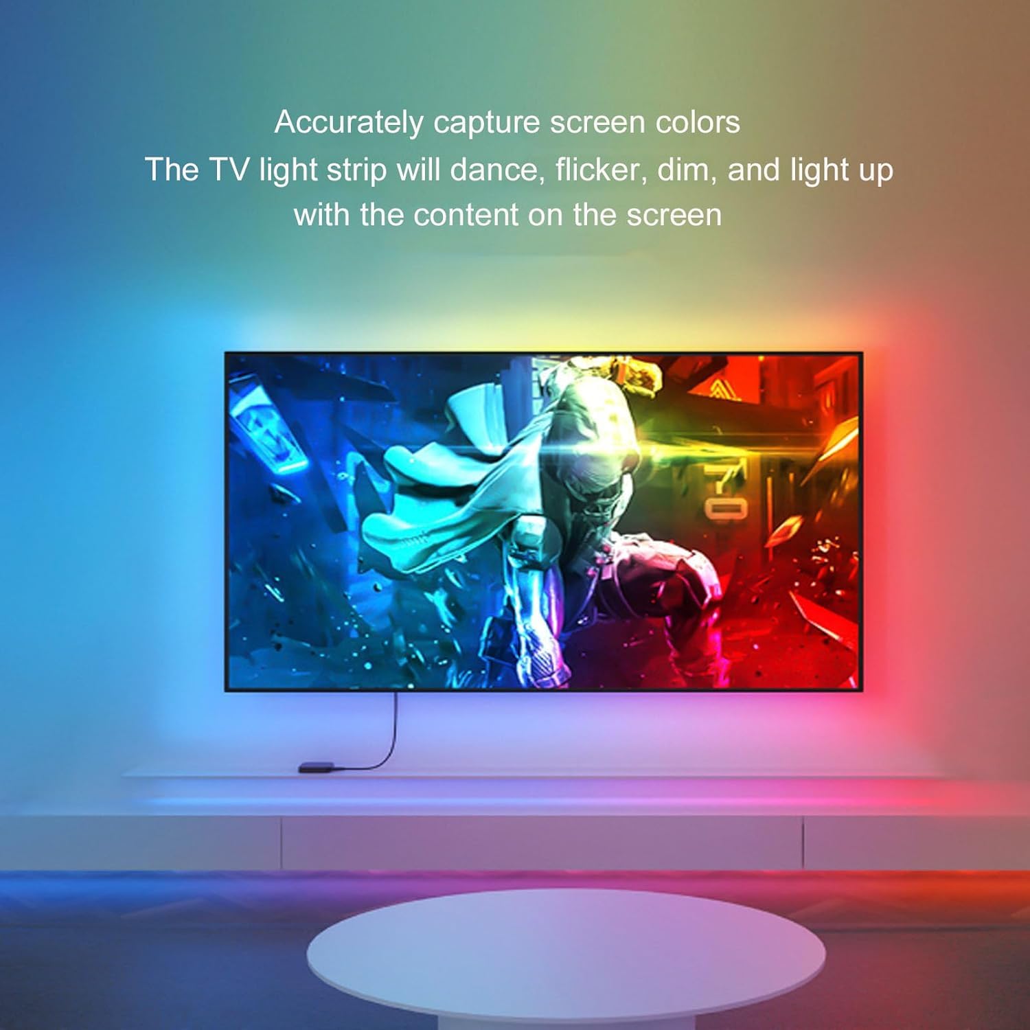 Striscia di retroilluminazione a LED per TV, Striscia di Illuminazione Ambientale immersiva, Kit di retroilluminazione 2.0 con SYNC Box, Controllo vocale Intelligente