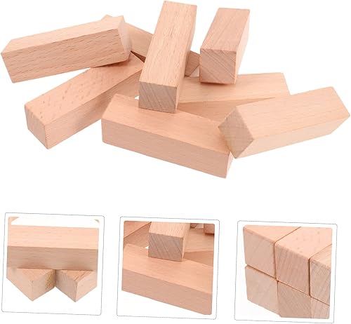 Miniatura 9 de EXCEART 8 piezas de suministros de tallado de madera para tallar, palo de patio, diario de madera de balsa, sello de libro, bloque de construcción