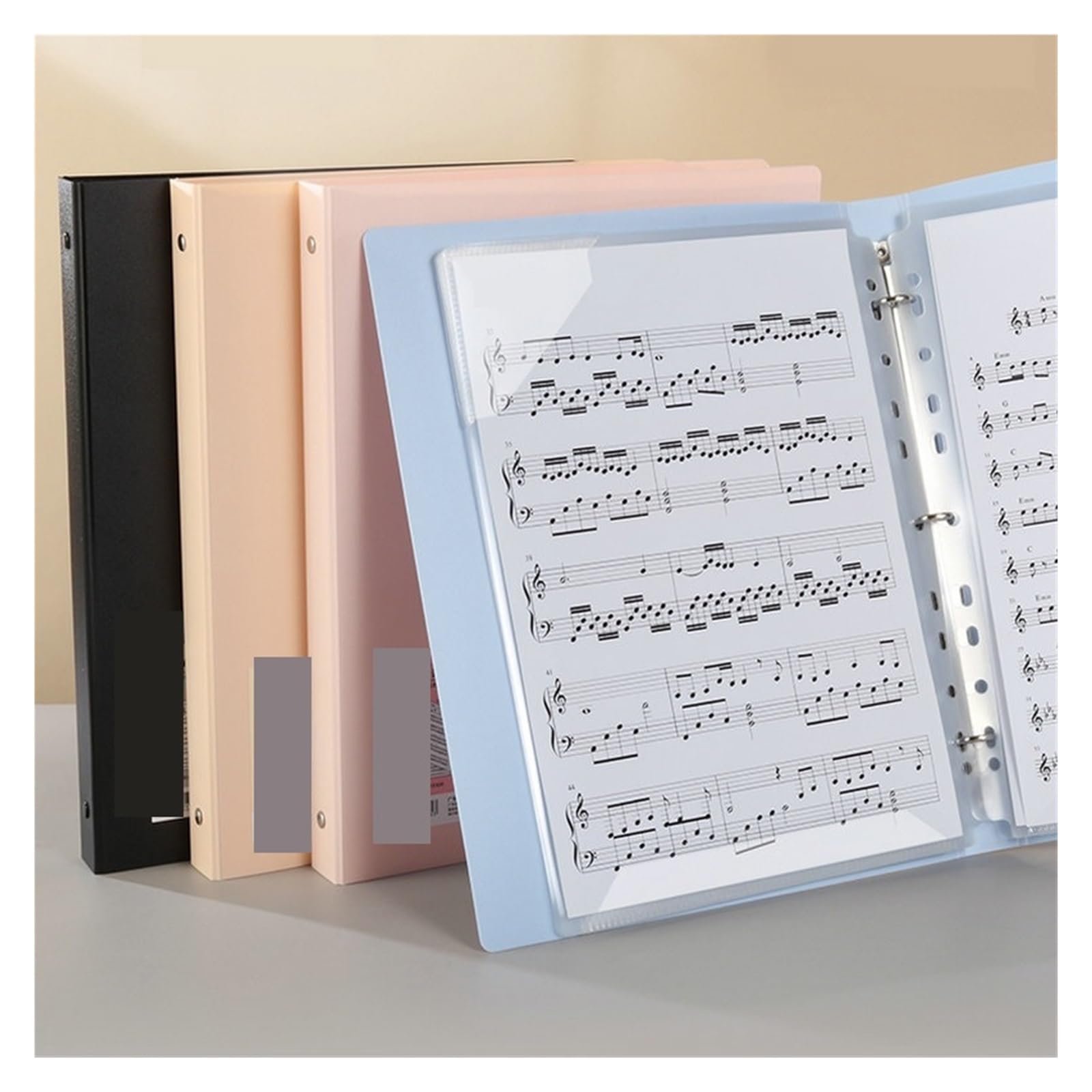 Carpeta para partituras, Carpeta de partituras for piano A4, 3 anillas, fundas transparentes, con, multicolor(Orange)