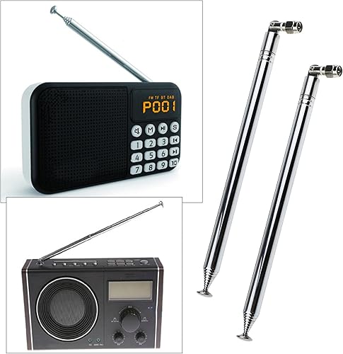 Miniatura 4 de Create idea 2 unids 10 secciones antena telescópica antena 7.874-47.244 in 0.394 in diámetro DAB FM antena reemplazo para radio TV VHF/UHF sistema