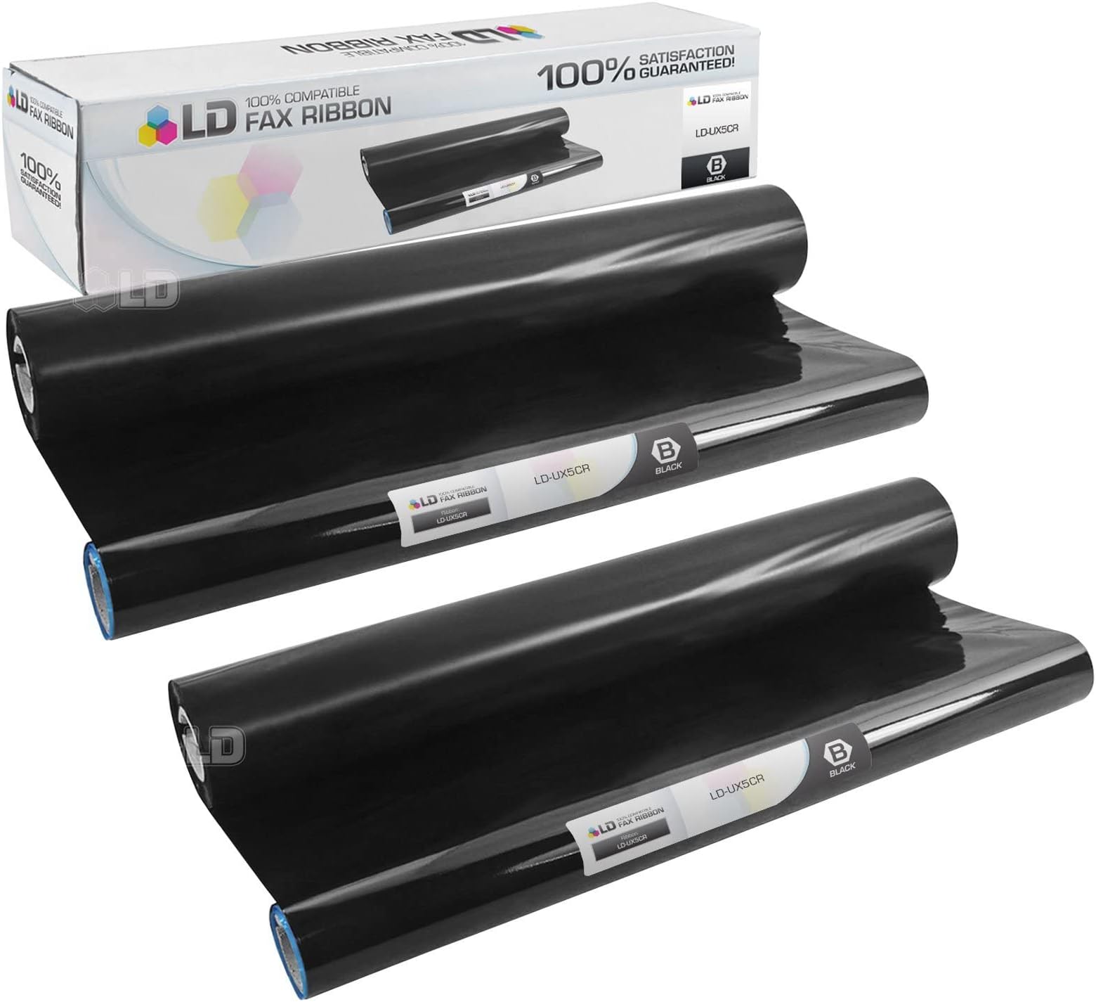 LD Products Compatible Thermal Fax Ribbon Refill Roll Replacement for Sharp UX-5CR (Black, 2-Pack)