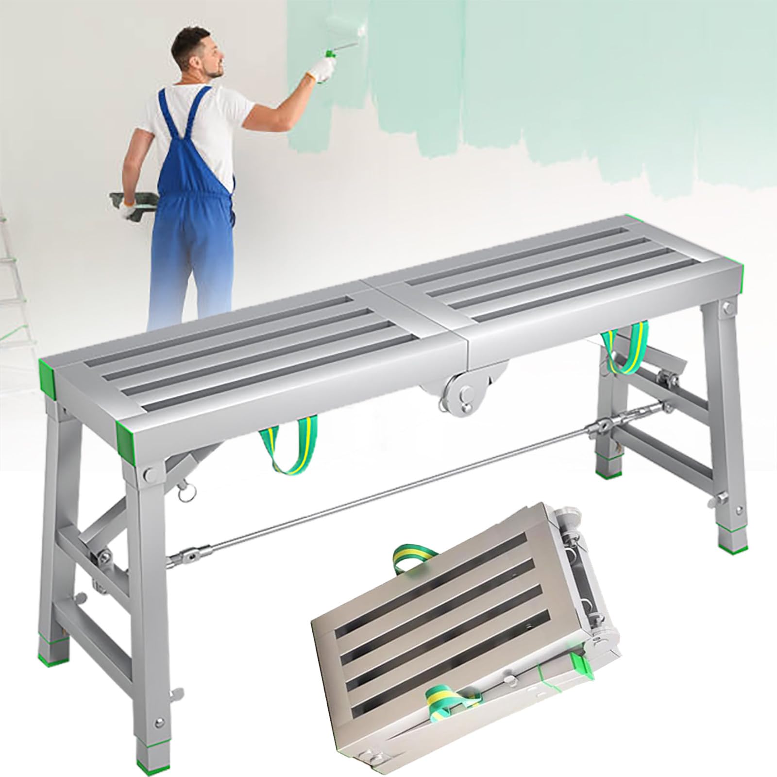 Échafaudage pliable portable en acier robuste pour peinture et lavage 200x30
