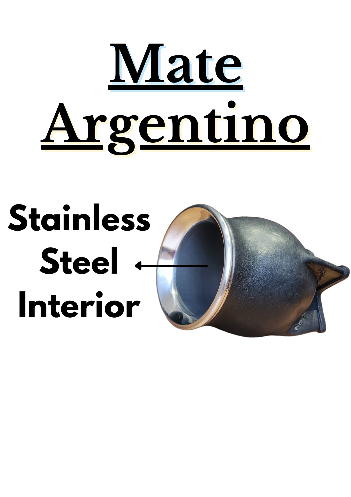Argentine Thermal Matte Tumbler, Stainless Steel Double Wall with Black Leather Exterior, Matte with Stainless Steel Bulb - Image 3