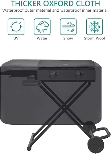 Miniatura 3 de EasiBBQ Carro y cubierta de parrilla portátil, bandejas de goteo de aluminio para parrilla Blackstone de 17 pulgadas y 22 pulgadas, parrilla