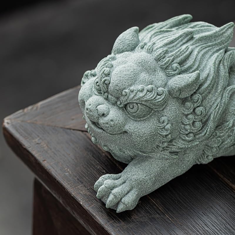 Statua fatta a mano Tea Pet Handmade arenaria verde Lucky Tea Ornamenti per animali domestici in stile cinese Casa Tea Room Tea Play Desktop Decorazione da tavolo Accessori per animali domestici