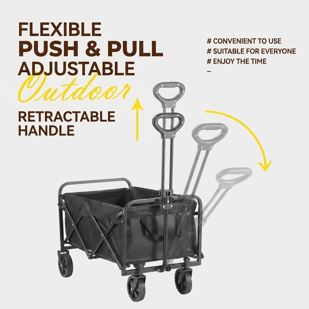 Carrello pieghevole con una portata fino a 150 kg, robusto carrello per spiaggia e giardino, carrello per sport, campeggio, shopping e trasporto in spiaggia